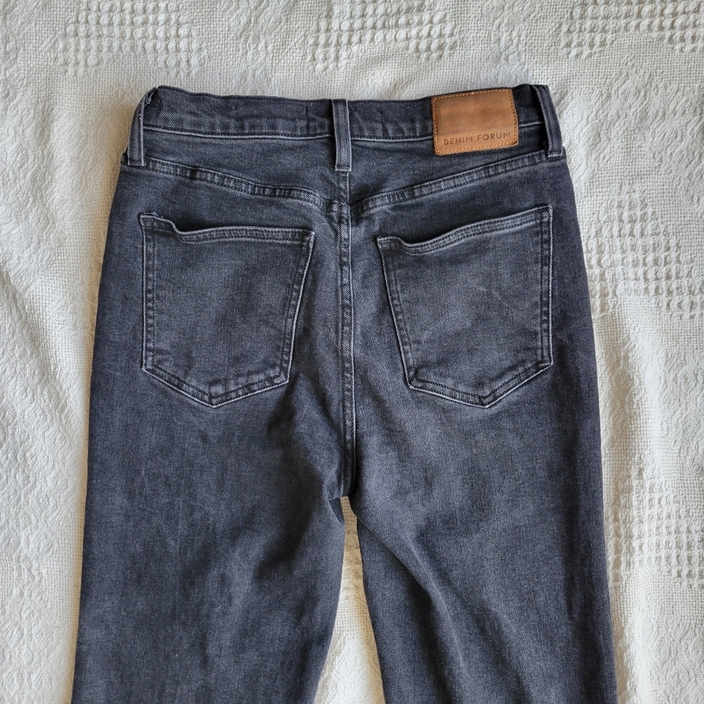 Denim Forum The Twiggy High Rise Flare 28L High-Waisted Flared Jeans- Black - Picture 5 of 12